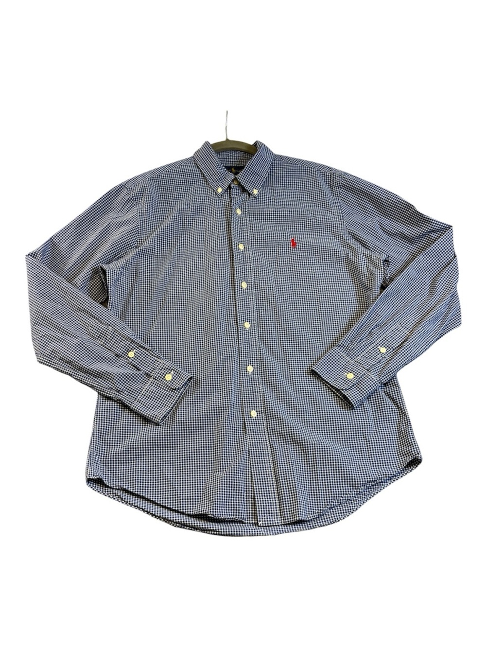 Polo Ralph Lauren Men's Blue Gingham Check Button Down Shirt Cotton M EUC